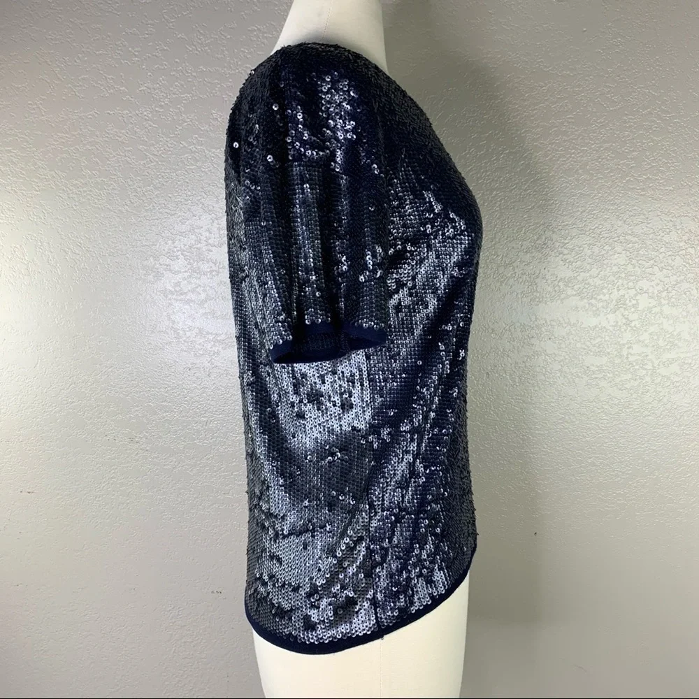 J. Crew Gorgeous Navy Full Sequined Top Size X-Small